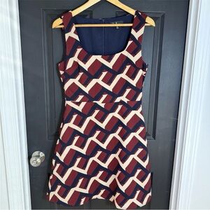 Lulu's Navy and Cream Geometric Mini Dress
